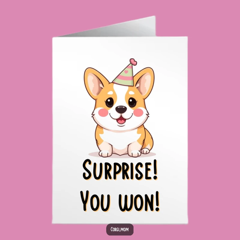 Free Printable Congrats Card: Surprised Party Corgi, Funny DIY Downloadable Gift