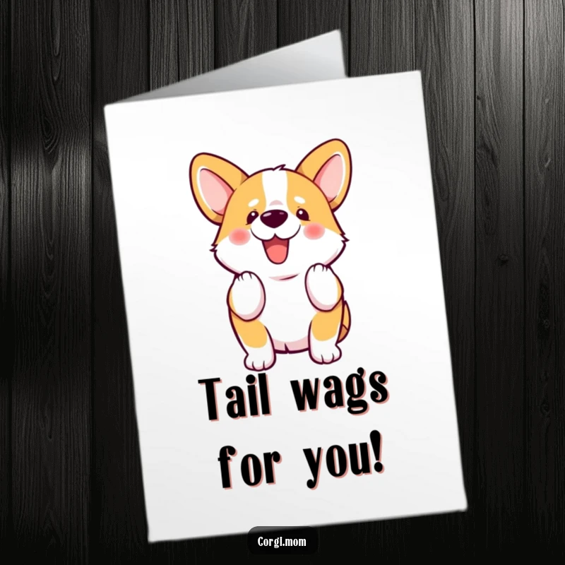 Funny Free Printable Congratulations Card: A kawaii Corgi enthusiastically wiggles its stubby tail, perfect for any celebration.