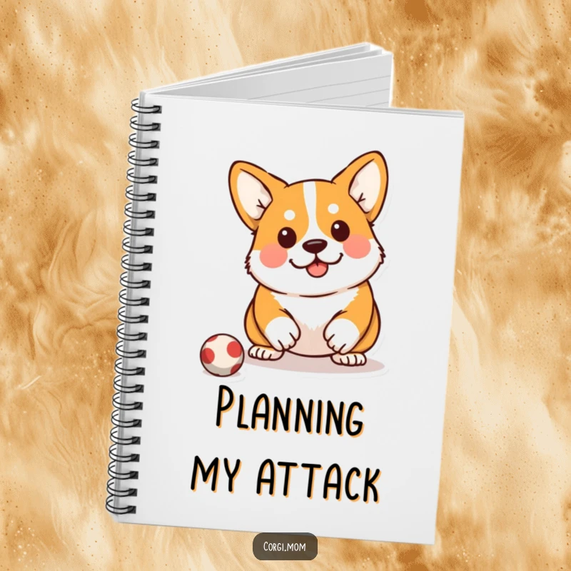 Funny Kawaii Corgi Notebook: A cute Corgi in a determined squat, perfect for jotting down plans.