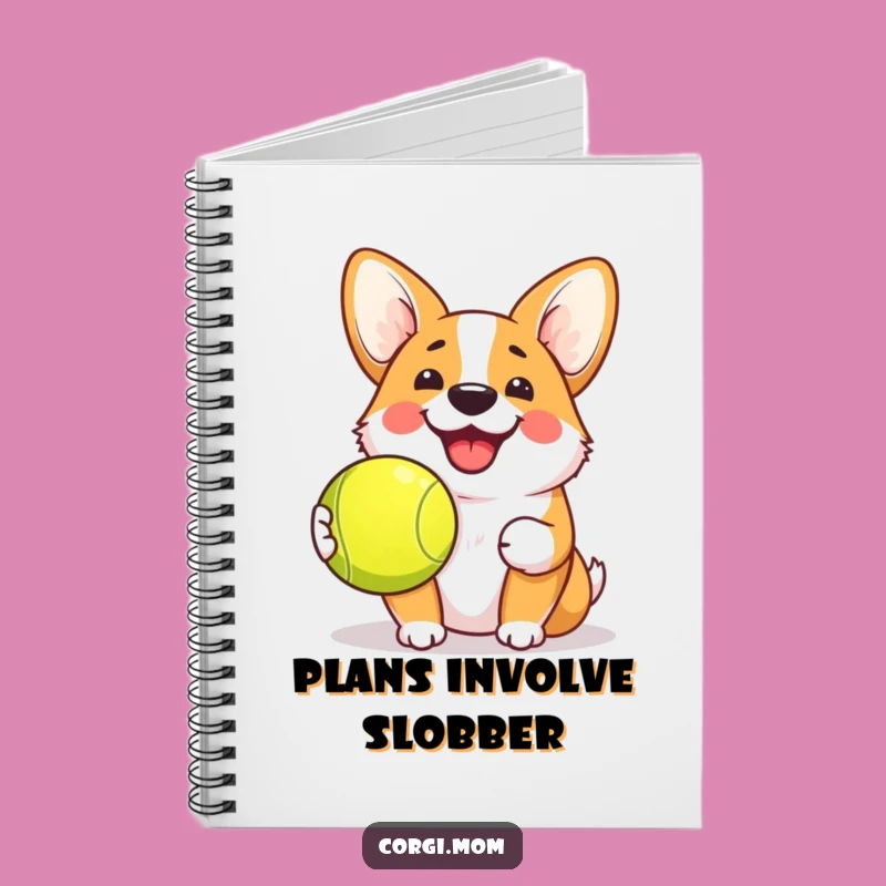 Funny Kawaii Corgi Grin Notebook - Tennis Ball Pup Journal Gift