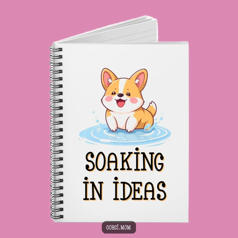 Funny Kawaii Corgi Notebook: Cute Puddle Splash Journal for Dog Fans