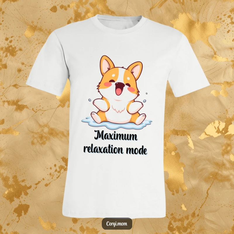 Funny Kawaii Corgi t-shirt featuring an enthusiastically splooting dog with legs splayed, radiating pure, unadulterated happiness.