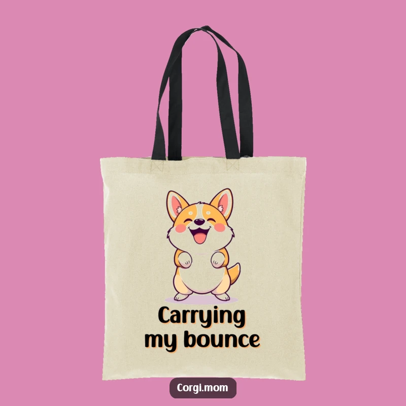 Funny Corgi Bounce Tote Bag: Joyful Squatting for Handy Humor