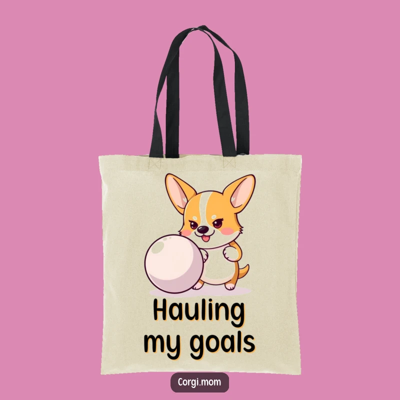 Funny Corgi Ball Push Tote Bag: Carry Your Goals, Perfect Gift!