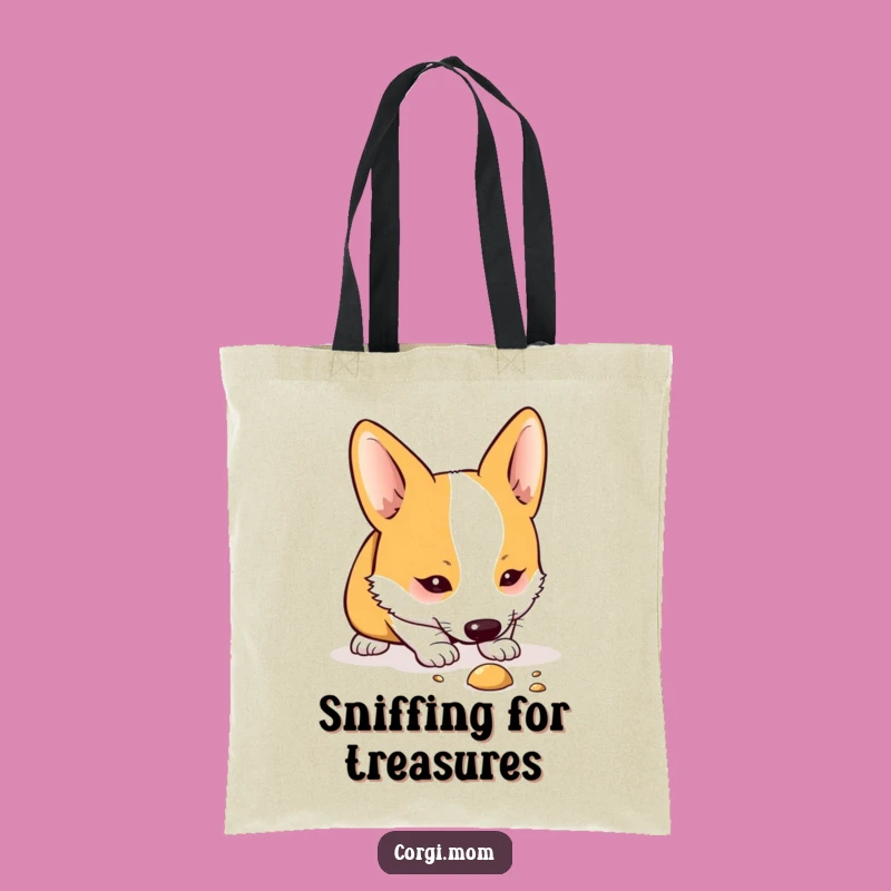 Funny Kawaii Corgi Sniffing Tote: Carry Your Finds with Cute Dog Flair